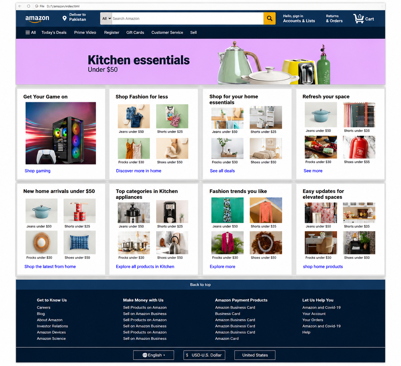 Amazon E-commerce Homepage Clone