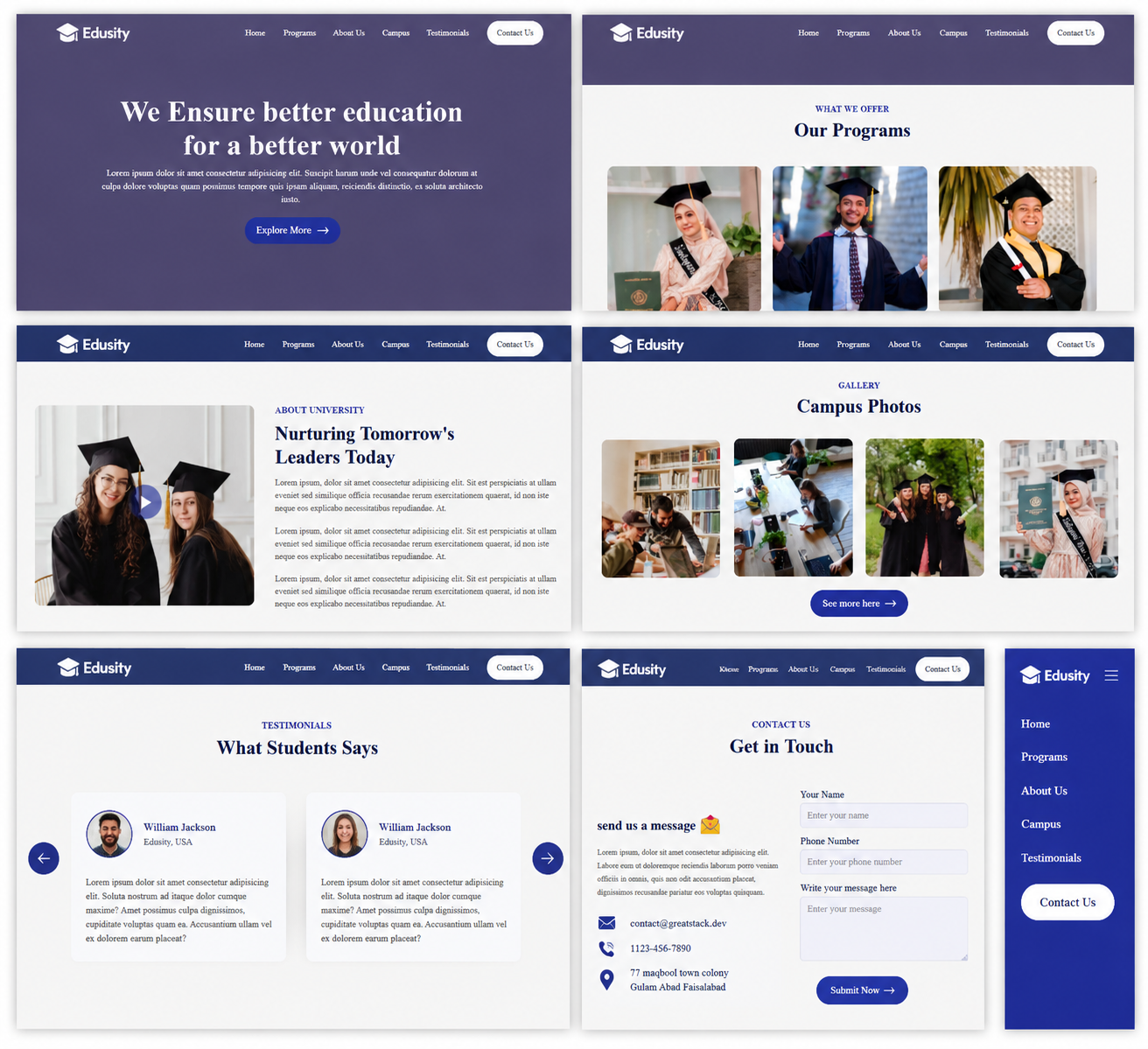 Edusity Education Website | University Landing Page