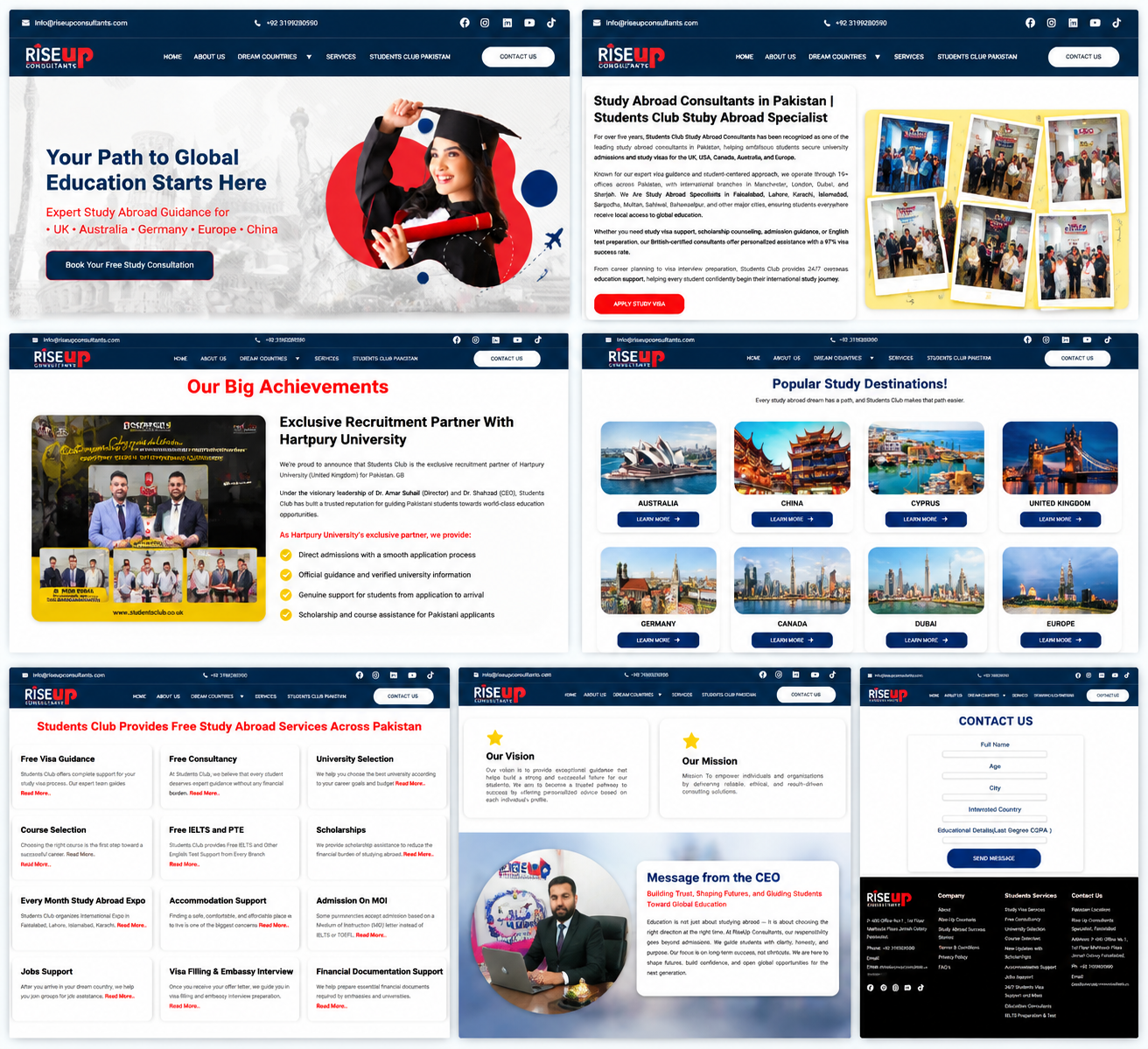 RiseUp Consultancy Website | Study Abroad Platform