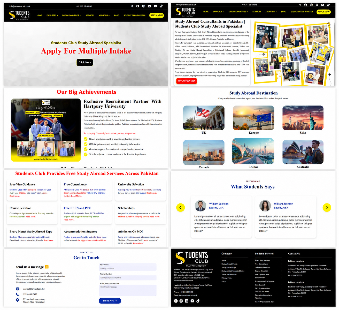 Students Club Consultancy Website | Study Abroad Platform
